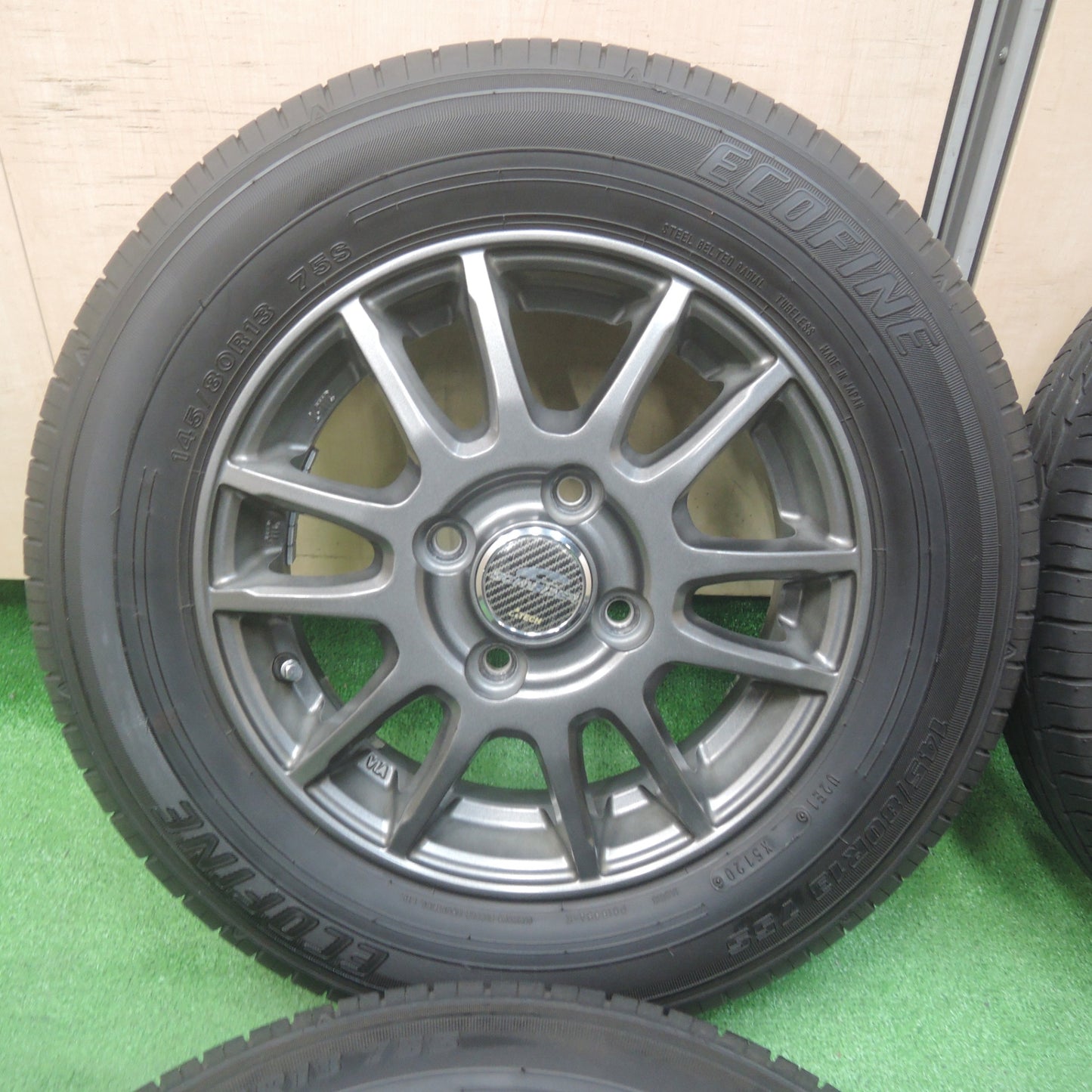 *送料無料*バリ溝！20年！キレイ！9分★145/80R13 ECOFINE エコファイン SCHNEIDER ATECH シュナイダー 13インチ PCD100/4H★4011703SYノ