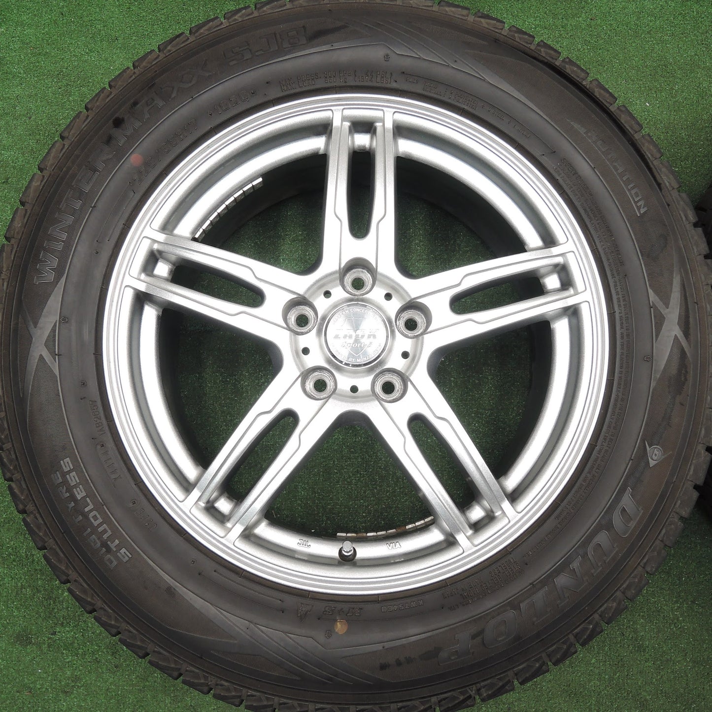 [送料無料]バリ溝！キレイ！9.5分★スタッドレス 225/65R17 ダンロップ ウインターマックス SJ8 ZACK Sport-5 MONZA ザック 17インチ PCD114.3/5H★3112301HAス