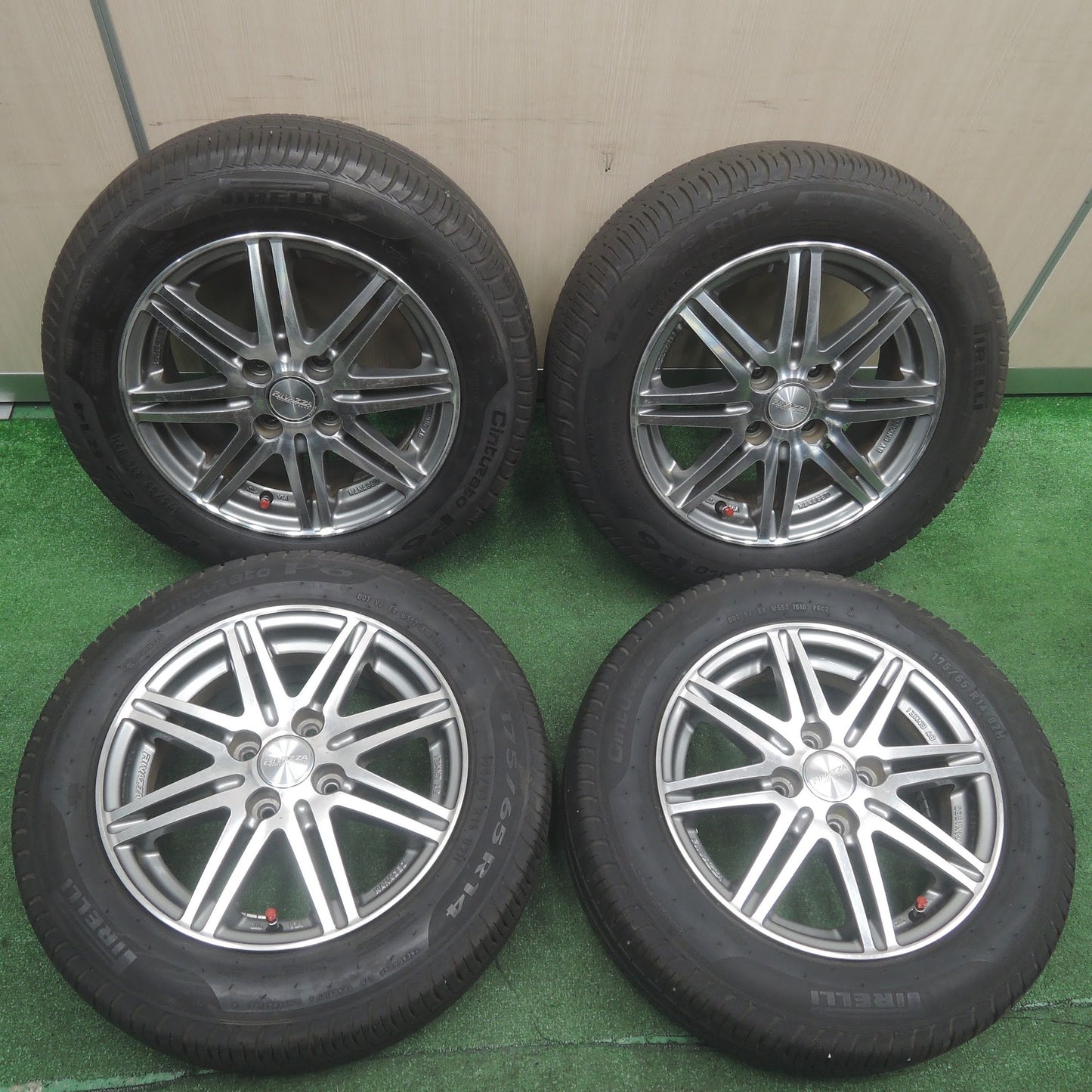 [送料無料]バリ溝！8.5分★175/65R14 RIVAZZA ENKEI ピレリ Cinturato P6 リヴァッツァ エンケイ 14インチ PCD100/4H★3103009SYノ