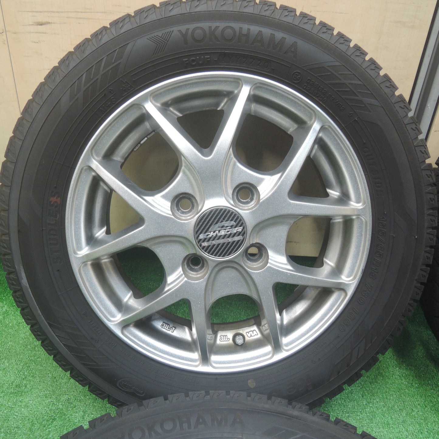 *送料無料*バリ溝！20年！9分★スタッドレス 155/65R13 ヨコハマ アイスガード iG60 SCHNEIDER シュナイダー 13インチ PCD100/4H★3113009SYス