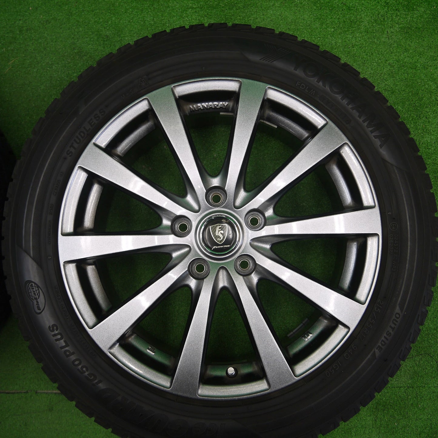 [送料無料]バリ溝！キレイ！8.5分★スタッドレス 215/55R17 ヨコハマ アイスガード iG50 プラス MANARAY SPORT マナレイスポーツ PCD114.3/5H★3062404Iス