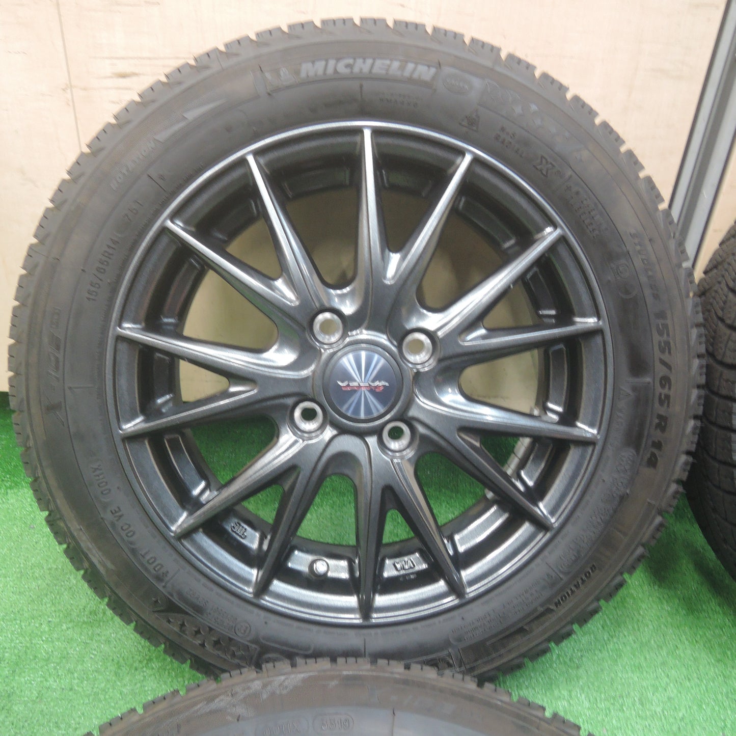 *送料無料*超バリ溝！19年！キレイ！ほぼ10分★スタッドレス 155/65R14 ミシュラン X-ICE XI3 VELVA SPORTZ ヴェルヴァ 14インチ PCD100/4H★3113003SYス