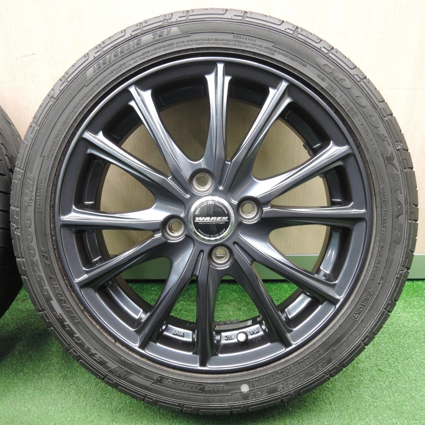 *送料無料* キレイ！21年★165/55R15 グッドイヤー イーグル LS2000 hybrid2 WAREN ヴァーレン 15インチ PCD100/4H★4021902NJノ