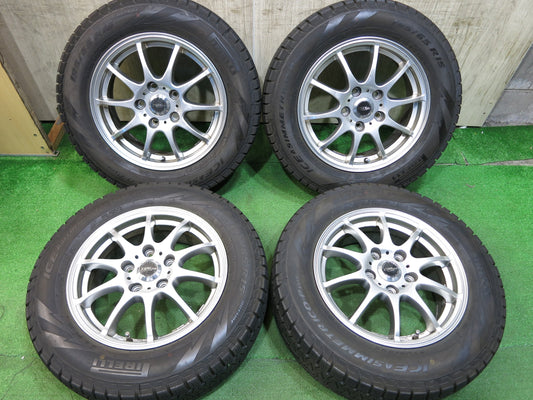 [送料無料]バリ溝！19年！キレイ！9分★スタッドレス 195/65R15 ピレリ アイスアシンメトリコ プラス X CROSS SPEED PREMIUM 15インチ PCD114.3/5H★2102404Hス