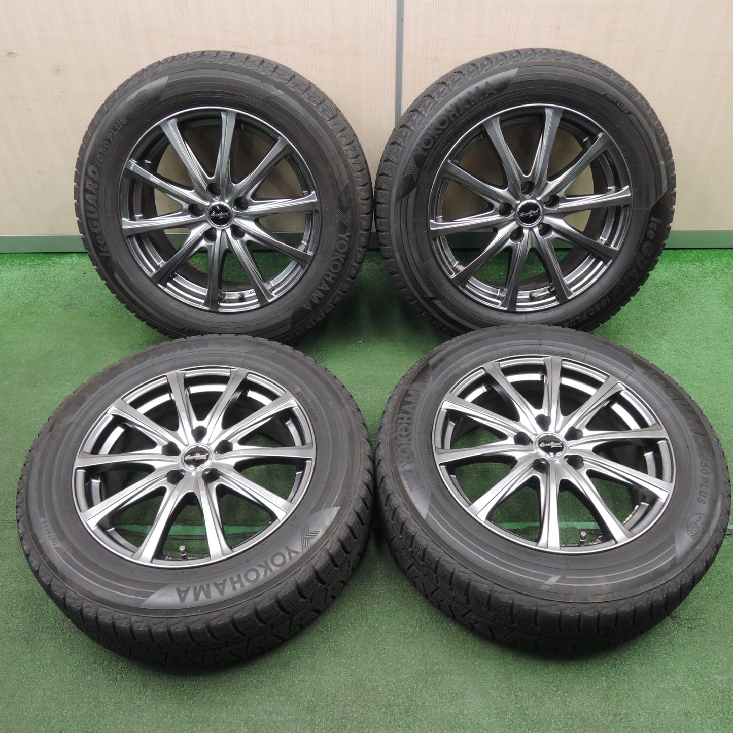 [送料無料] バリ溝！ほぼ10分★スタッドレス 225/60R17 Euro Speed MANARAY SPORT ヨコハマ アイスガード iG50 PLUS PCD114.3/5H★4011903TNス