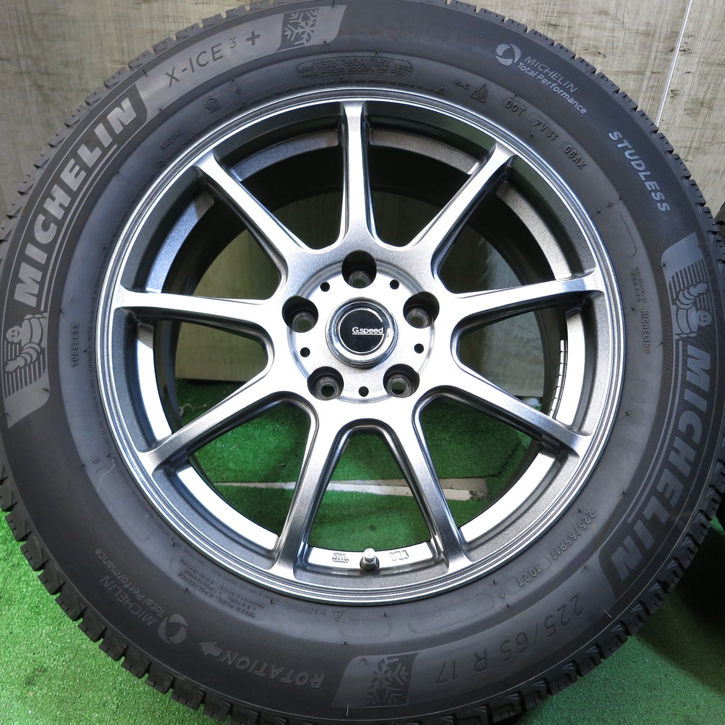 [送料無料]バリ溝！キレイ！9.5分★スタッドレス 225/65R17 ミシュラン X-ICE3+ G.speed Gスピード 17インチ PCD114.3/5H★3062106Hス