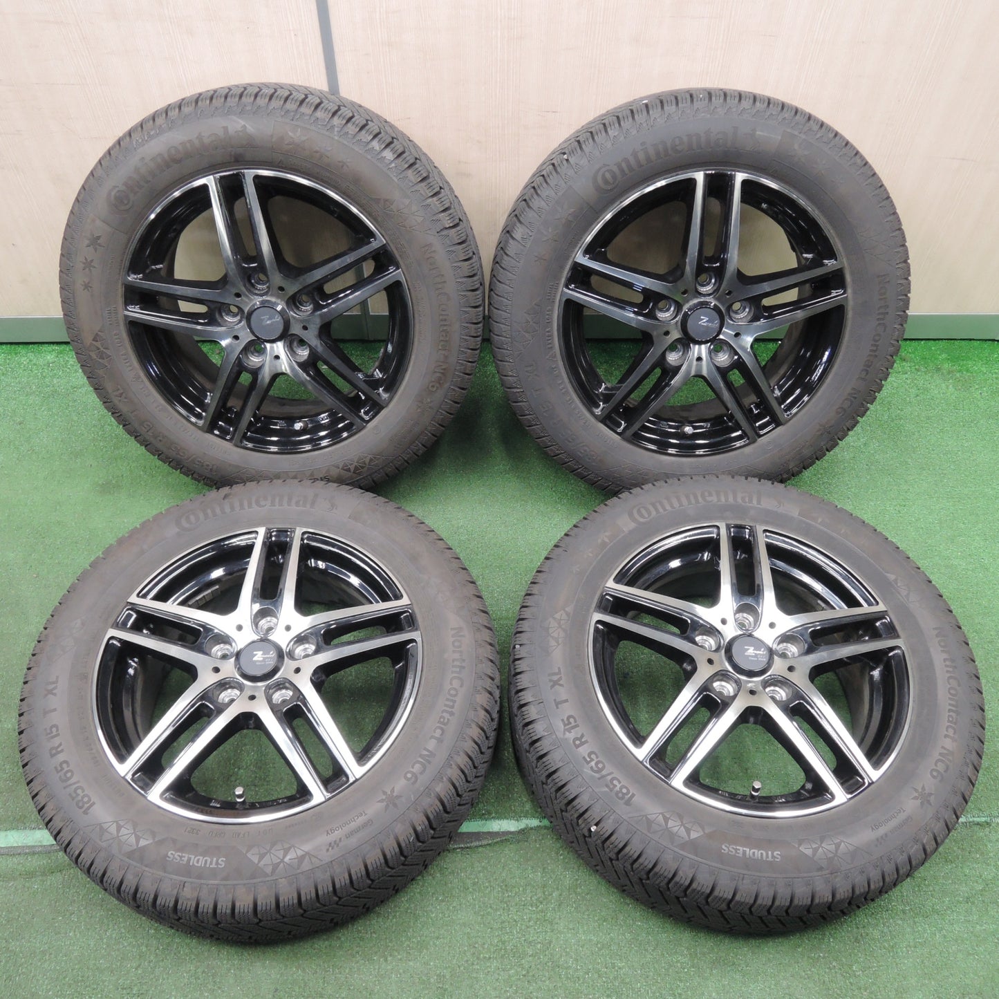 *送料無料* バリ溝！21年！キレイ！8.5分★スタッドレス 185/65R15 コンチネンタル ノースコンタクト NC6 Zmeist VS-1 PCD114.3/5H★4022304NJス