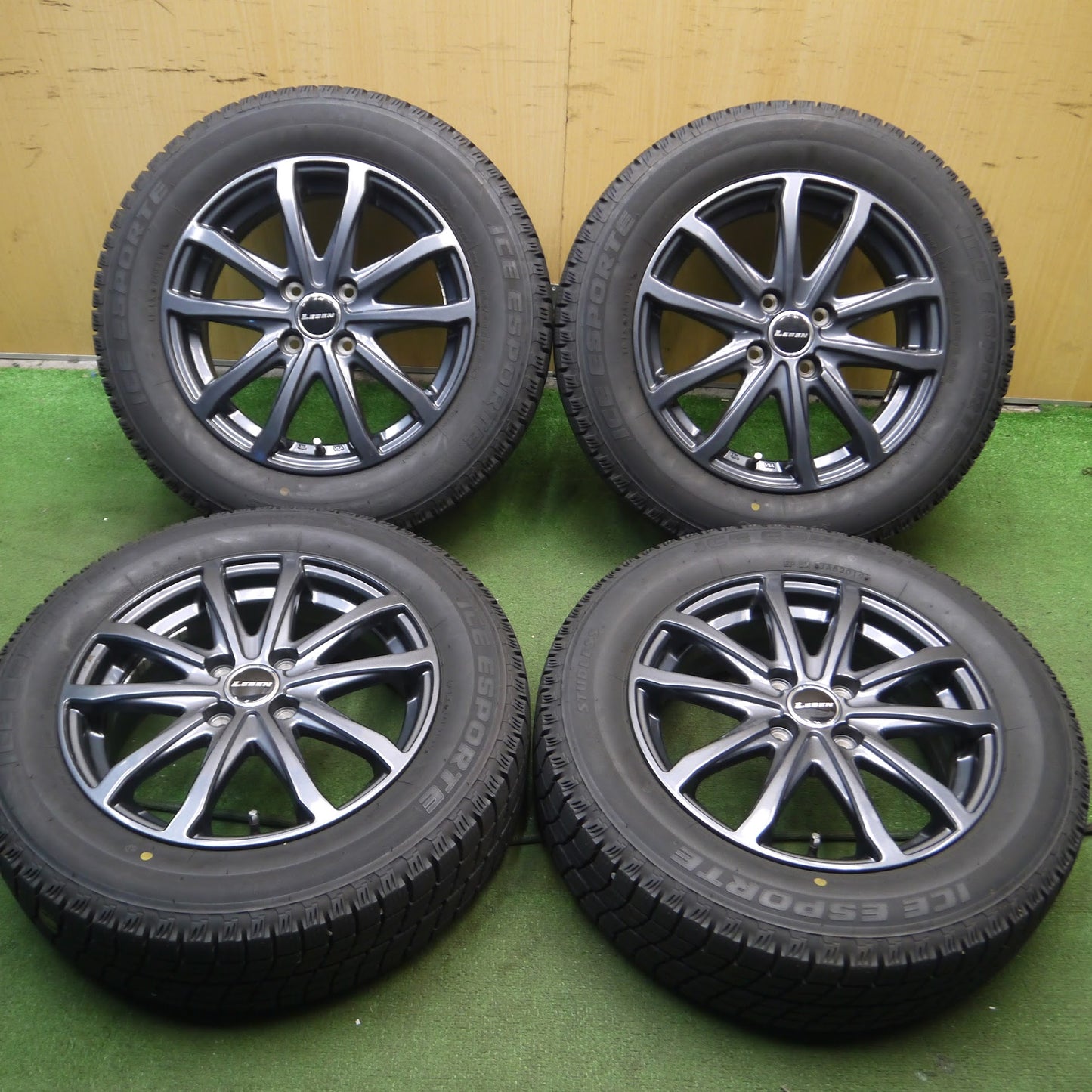 [送料無料]バリ溝！19年！キレイ！9.5分★スタッドレス 185/65R15 アイスエスポルテ LEBEN レーベン 15インチ PCD100/4H★3110810Hス