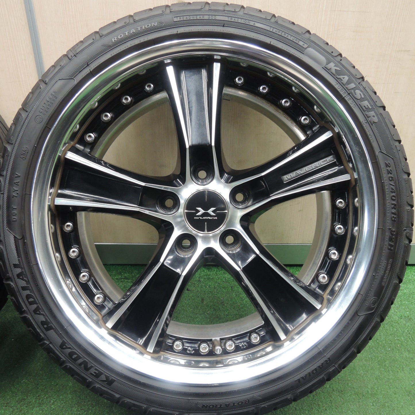 *送料無料* 超バリ溝！23年！ほぼ10分★MAVERICK 005S SL 225/40R18 ケンダ ラジアル カイザー マーベリック 18インチ PCD114.3/5H★4020403HAノ