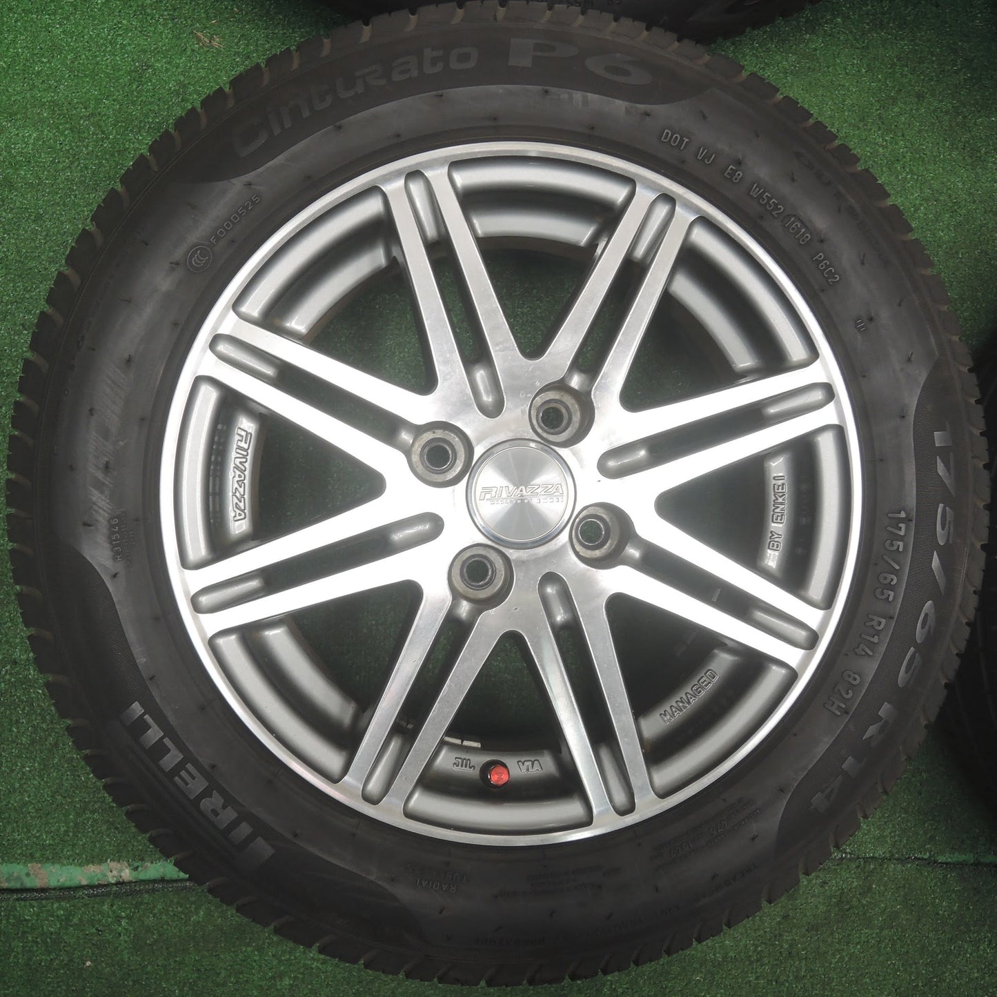 [送料無料]バリ溝！8.5分★175/65R14 RIVAZZA ENKEI ピレリ Cinturato P6 リヴァッツァ エンケイ 14インチ PCD100/4H★3103009SYノ