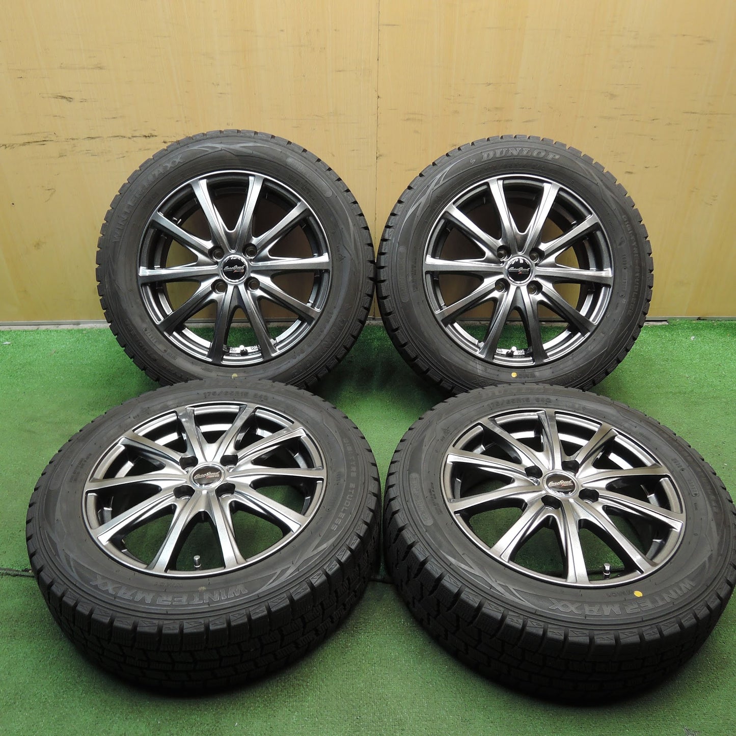 [送料無料]バリ溝！キレイ！ほぼ10分★スタッドレス 175/65R15 ダンロップ ウインターマックス WM01 EuroSpeed MANARAY SPORT 15インチ PCD100/4H★3072604KKス