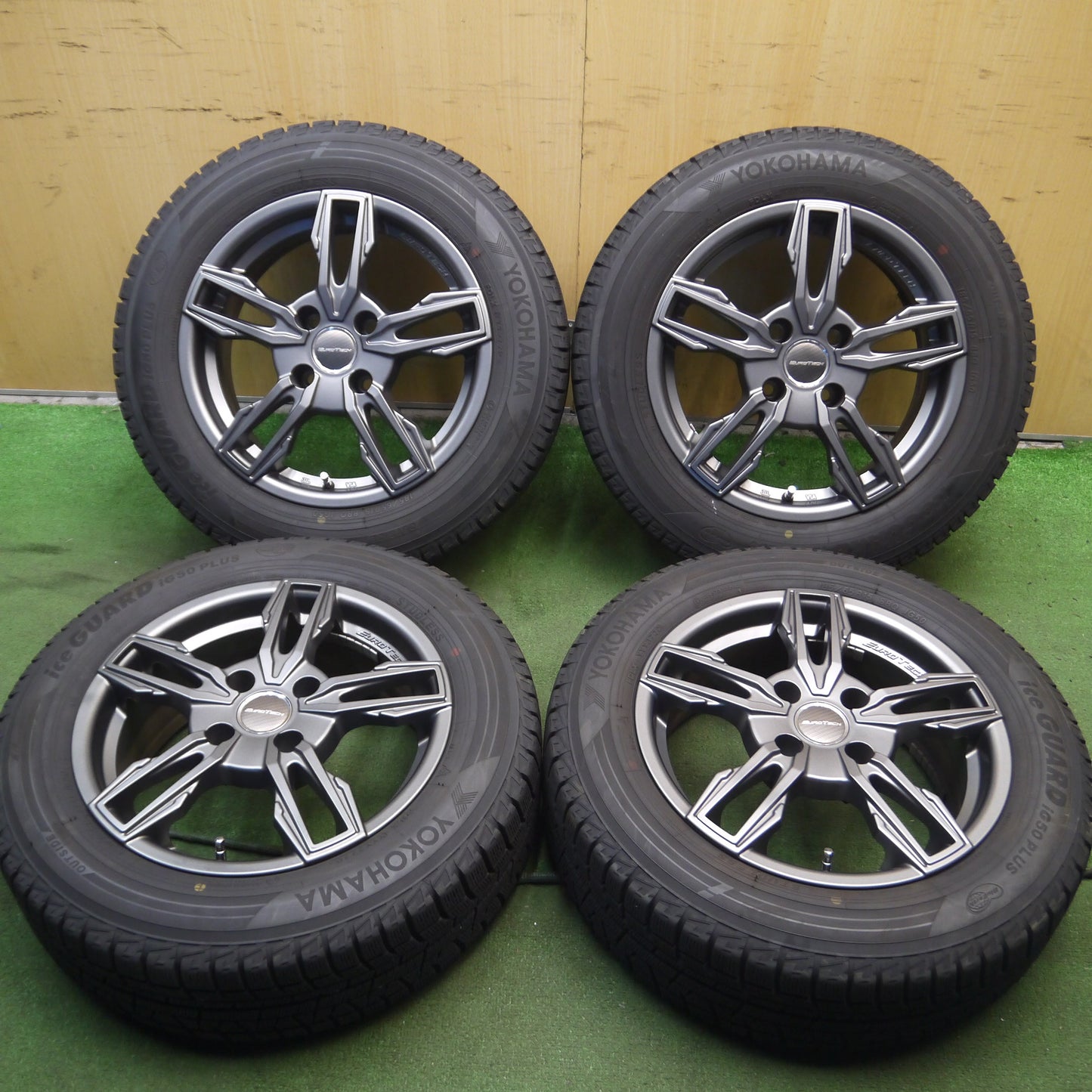 *送料無料*バリ溝！20年！キレイ！9.5分★プジョー等 EUROTECH 185/65R15 スタッドレス ヨコハマ アイスガード iG50 プラス ユーロテック 15インチ PCD108/4H★3122008Hス