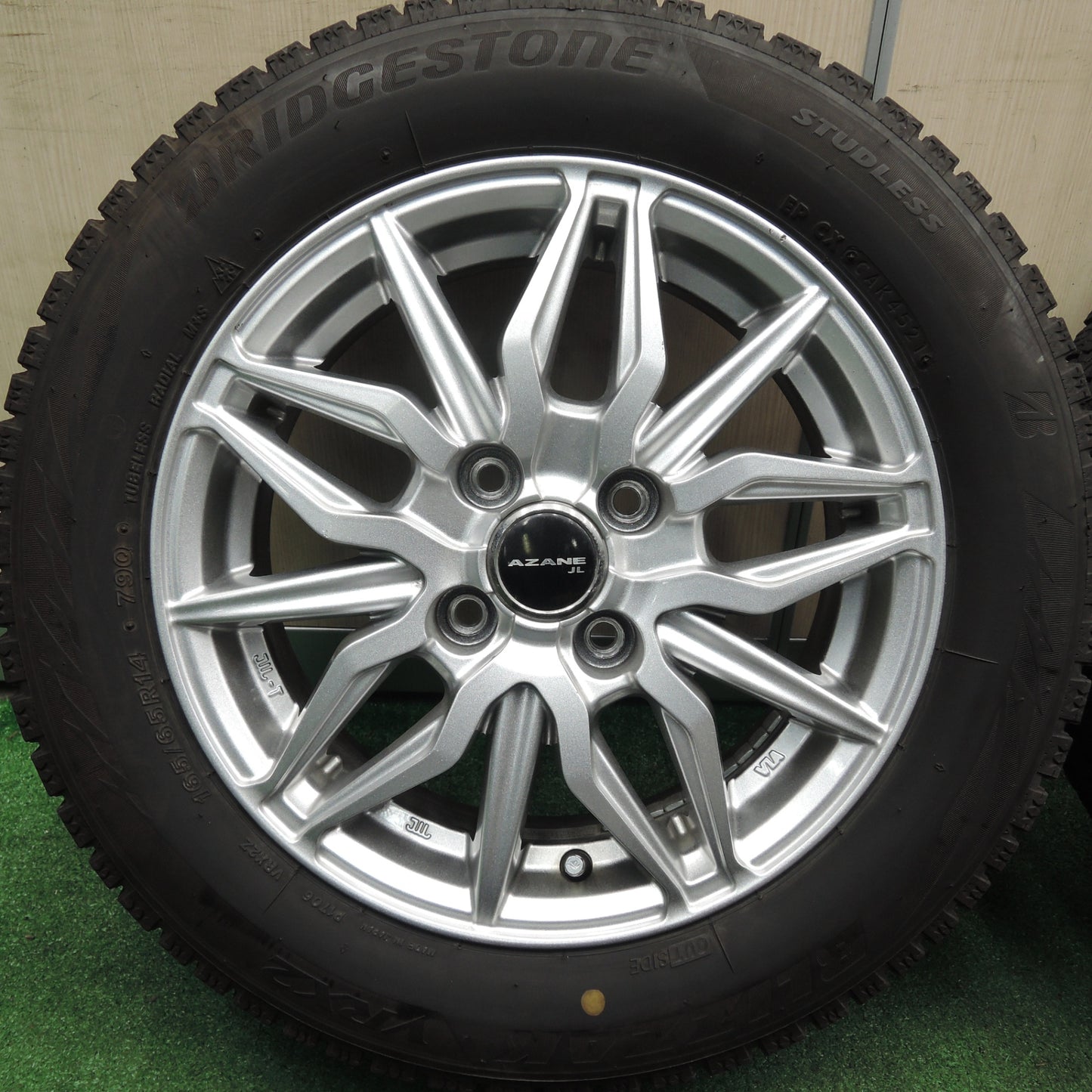 *送料無料* バリ溝！21年！キレイ！9分★スタッドレス 165/65R14 ブリヂストン ブリザック VRX2 AZANE JL 14インチ PCD100/4H★4021717HAス