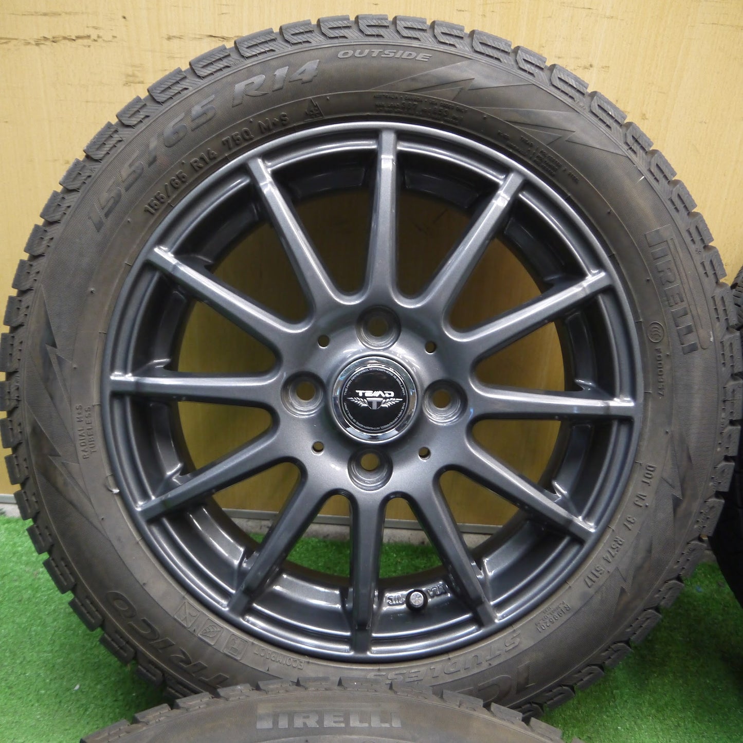 [送料無料]キレイ★スタッドレス 155/65R14 ピレリ アイスアシンメトリコ TEAD weds テッド 14インチ PCD100/4H★3101101KAス