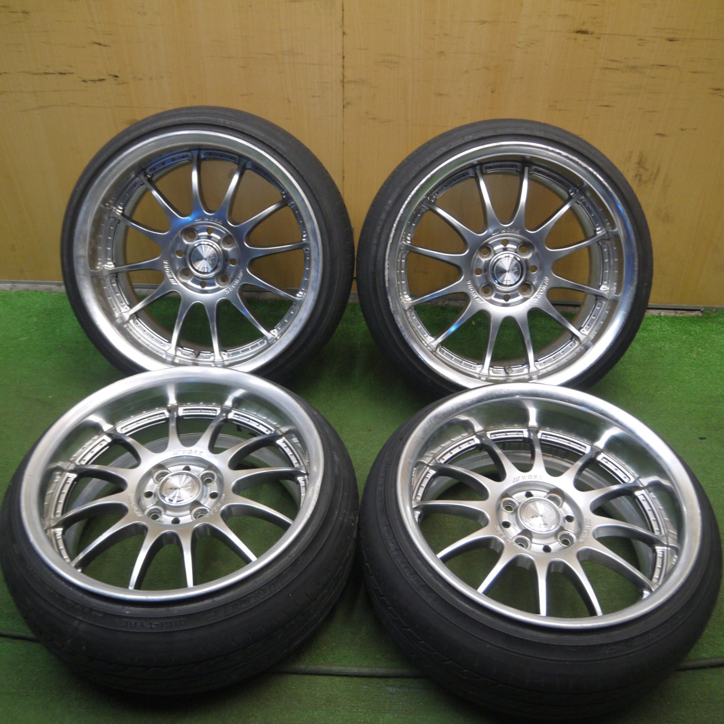 *送料無料* 4本価格★激レア 深リム WORK XSA 戦 165/45R16 8J ダンロップ LE MANS LM704 16インチ ワーク PCD100/4H★4022807Hノ