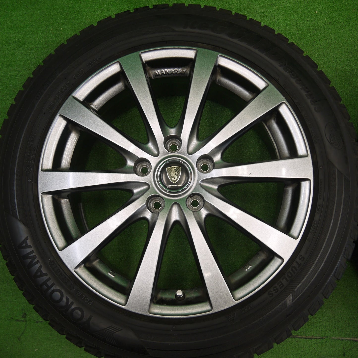 [送料無料]バリ溝！キレイ！8.5分★スタッドレス 215/55R17 ヨコハマ アイスガード iG50 プラス MANARAY SPORT マナレイスポーツ PCD114.3/5H★3062404Iス
