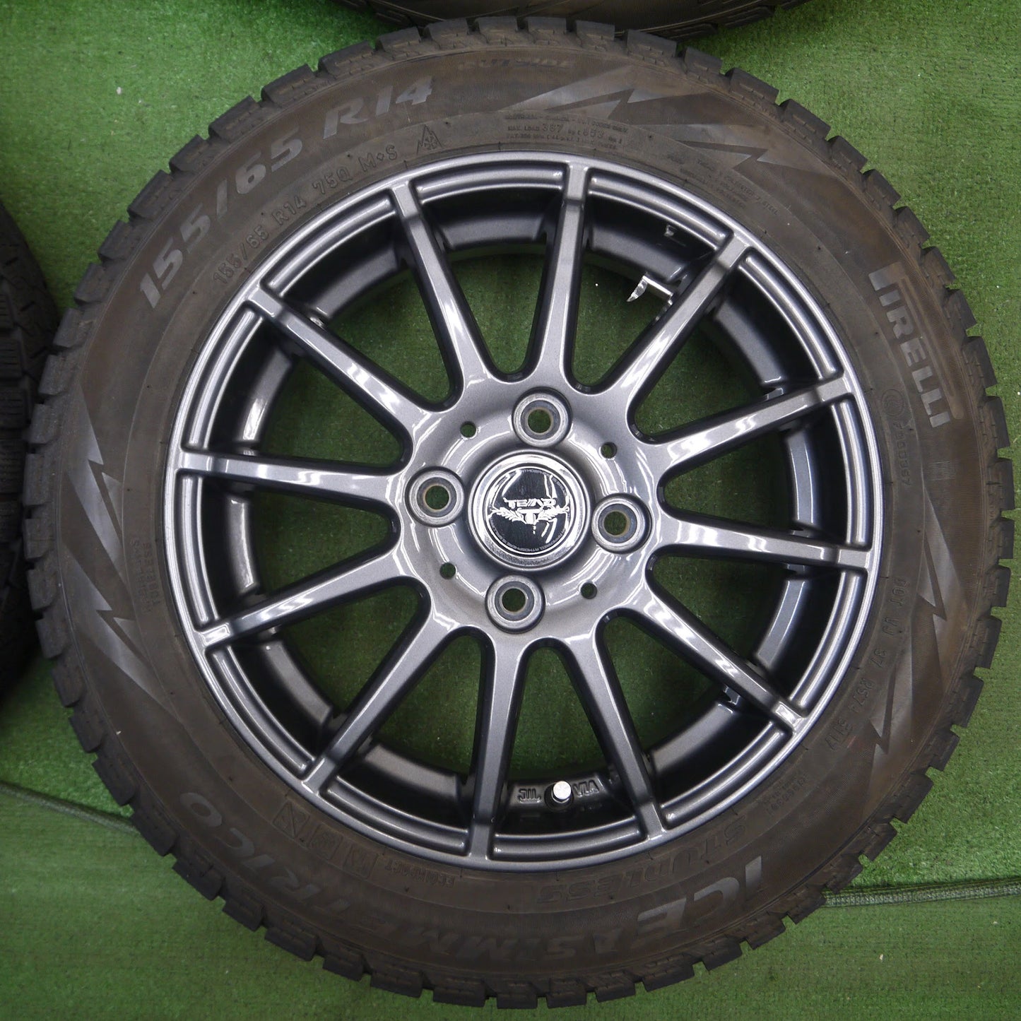 [送料無料]キレイ★スタッドレス 155/65R14 ピレリ アイスアシンメトリコ TEAD weds テッド 14インチ PCD100/4H★3101101KAス