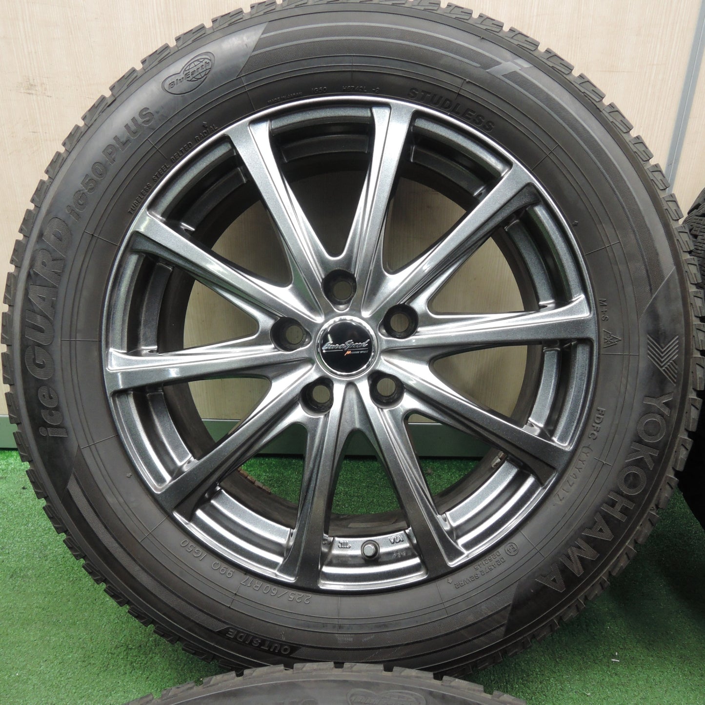 [送料無料] バリ溝！ほぼ10分★スタッドレス 225/60R17 Euro Speed MANARAY SPORT ヨコハマ アイスガード iG50 PLUS PCD114.3/5H★4011903TNス