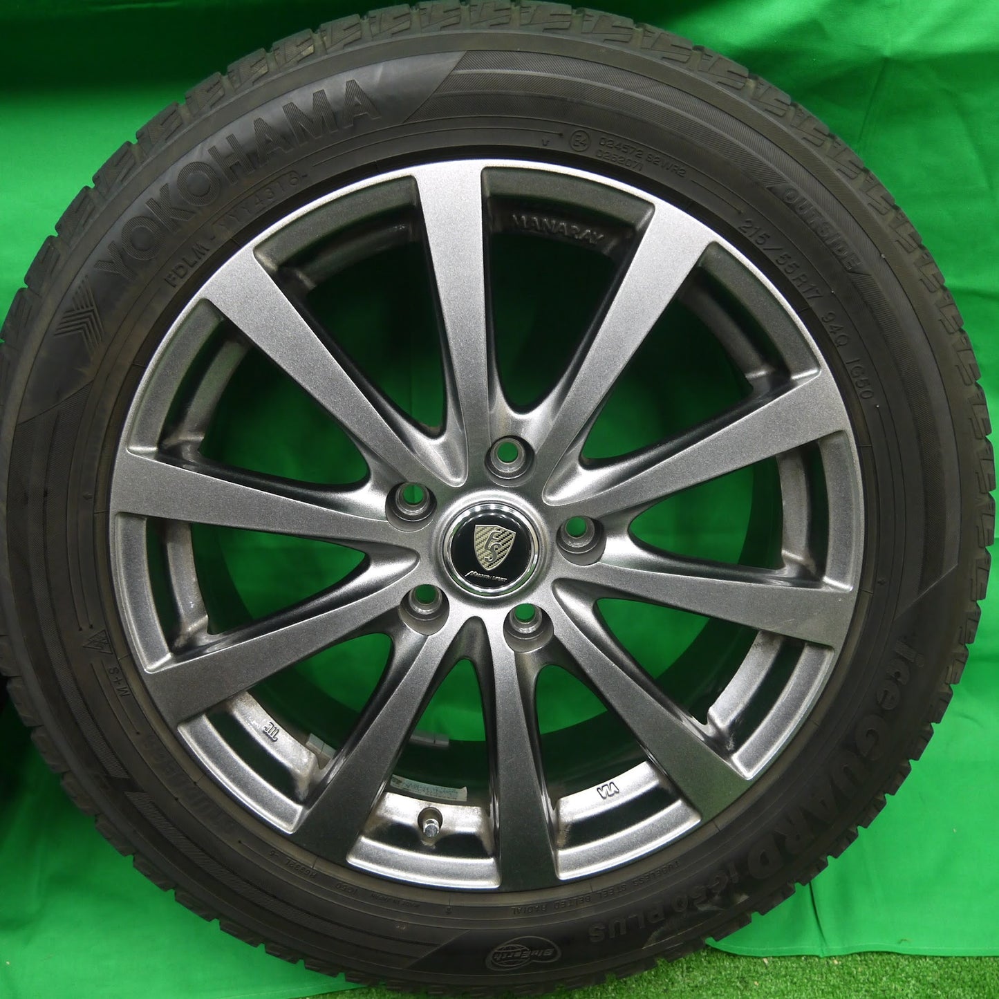 [送料無料]バリ溝！キレイ！8.5分★スタッドレス 215/55R17 ヨコハマ アイスガード iG50 プラス MANARAY SPORT マナレイスポーツ PCD114.3/5H★3062404Iス