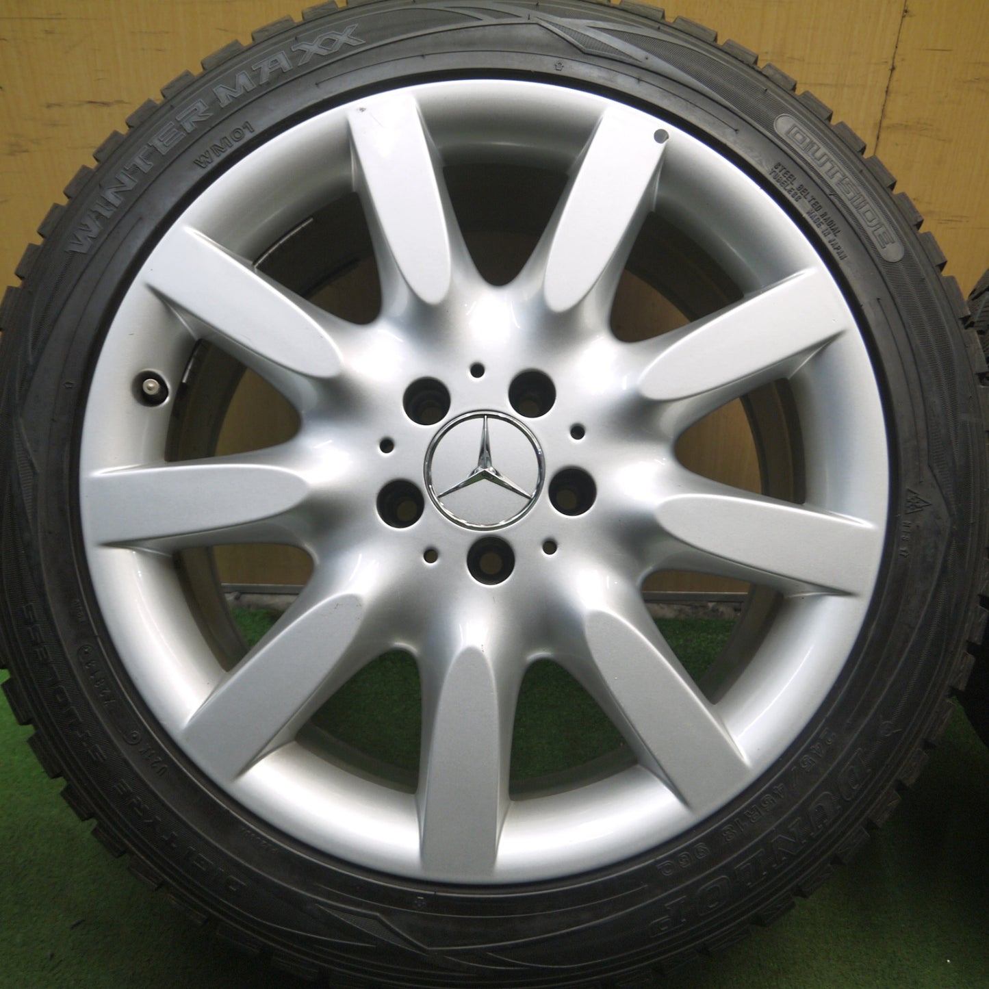 *送料無料* バリ溝！9分★ベンツ Sクラス W221 純正 245/45R18 スタッドレス ダンロップ ウインターマックス WM01 PCD112/5H★4030411Hス