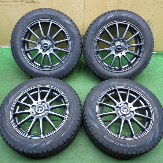 [送料無料]バリ溝！19年！キレイ！9.5分以上★スタッドレス 185/60R15 ピレリ アイスアシンメトリコ プラス TEAD テッド 15インチ PCD100/4H★3062308Hス