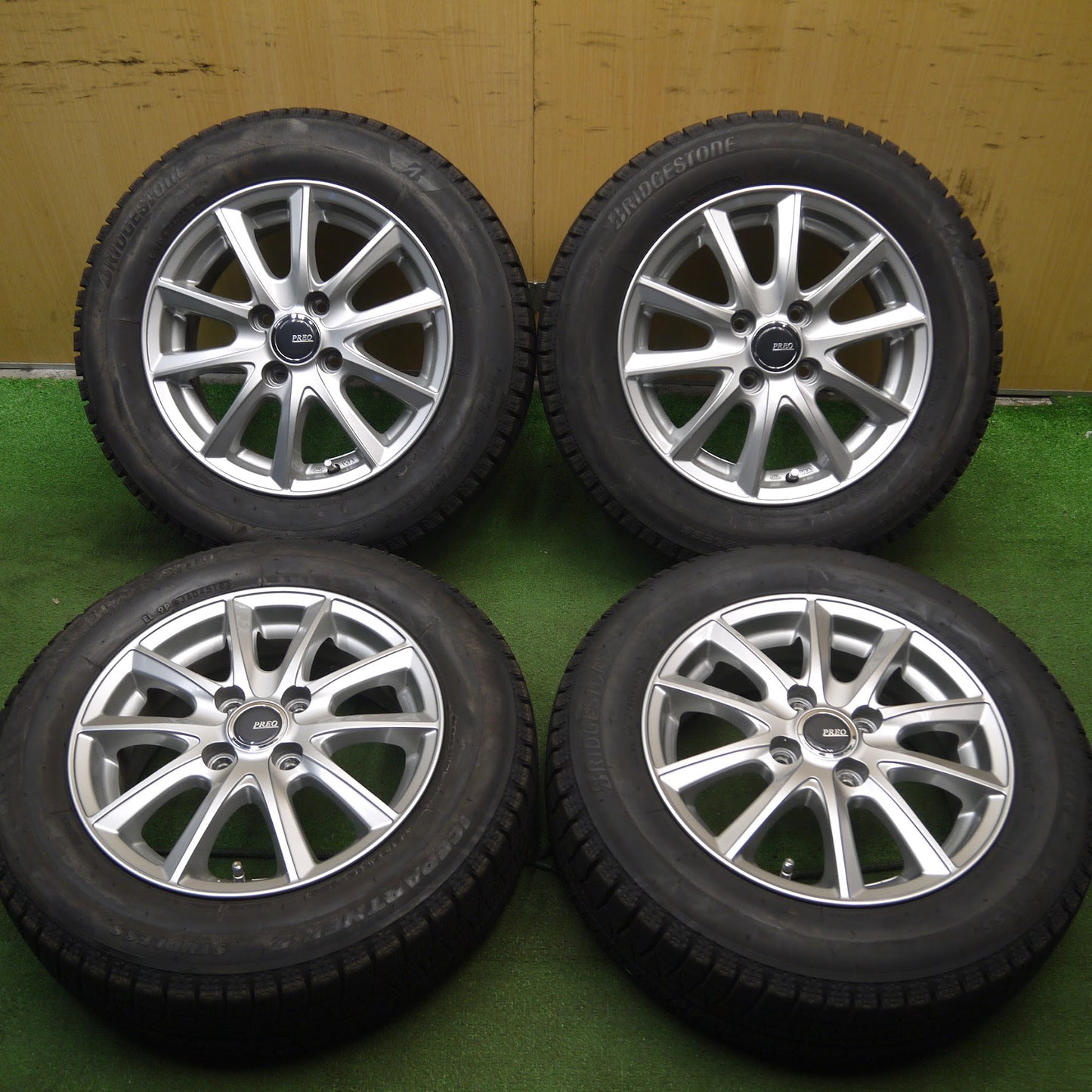 [送料無料]バリ溝！キレイ！9.5分★スタッドレス 175/65R14 ブリヂストン アイスパートナー2 PREO プレオ 14インチ PCD100/4H★3072605Hス