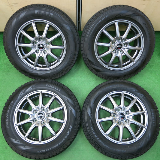 *送料無料*バリ溝！キレイ！9.5分★スタッドレス 205/65R16 ピレリ アイスアシンメトリコ SCHNEIDER MiD シュナイダー 16インチ PCD114.3/5H★4010305イス