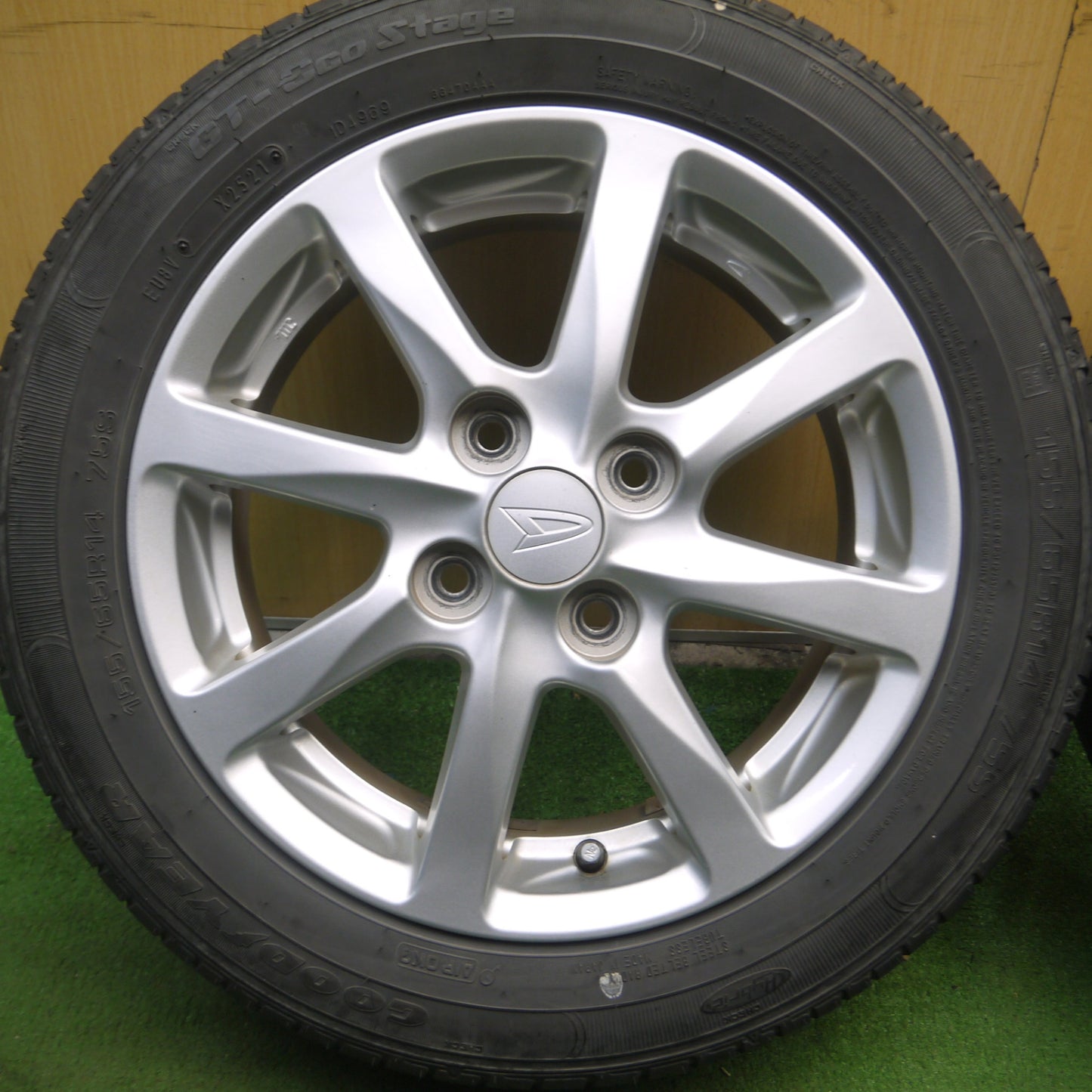 *送料無料* 4本価格！21年★ダイハツ タント ムーヴ 等 純正 155/65R14 グッドイヤー GT-Eco Stage 14インチ PCD100/4H★4022101Hノ