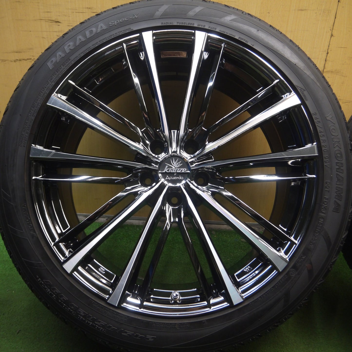 *送料無料* バリ溝！20年！キレイ！8.5分★Kranze Acuerdo 245/45R20 ヨコハマ PARADA Spec-X クレンツェ アクエルド PCD114.3/5H★4030603Hノ