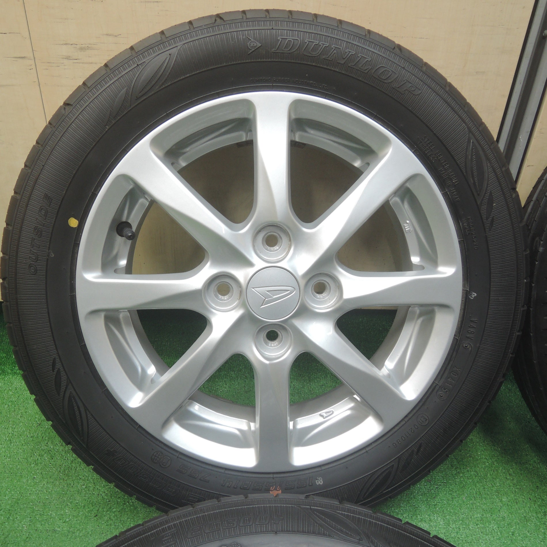 *送料無料*新車外し★ダイハツ L375S タントカスタム 純正 155/65R14 ダンロップ エナセーブ EC300+ 14インチ  PCD100/4H★4011712SYノ