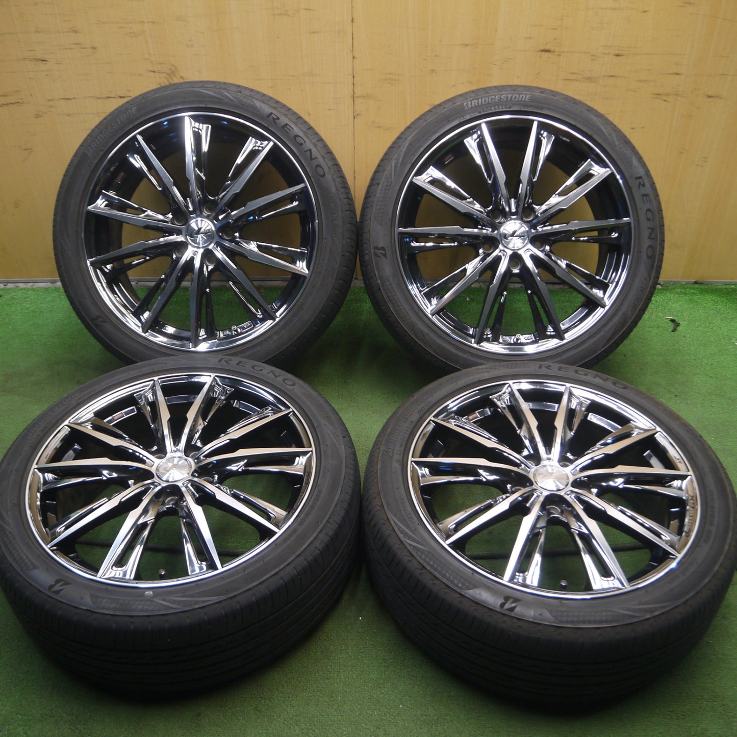 *送料無料* バリ溝！20年！綺麗！9分★LEONIS GX 215/45R18 ブリヂストン レグノ GR-X2 レオニス 18インチ PCD114.3/5H★4030407Hノ