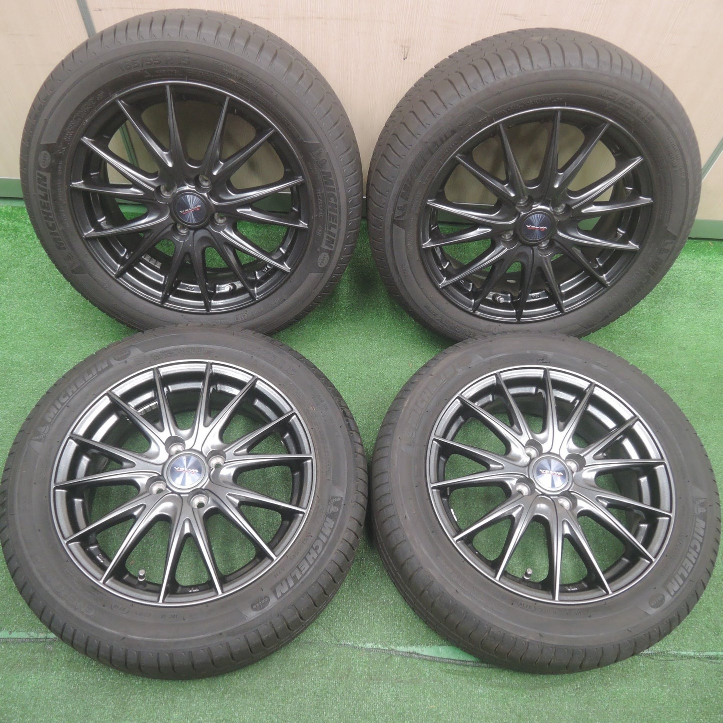 [送料無料]バリ溝！19年！キレイ！9.5分★185/55R15 ミシュラン エナジー セイバー VELVA SPORTZ weds ヴェルヴァ 15インチ PCD100/4H★3102409SYノ