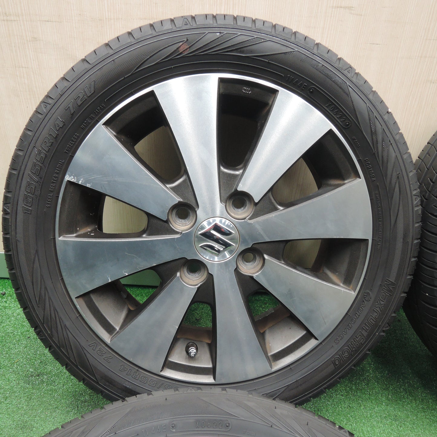 *送料無料*バリ溝！22年！ほぼ10分★スズキ ワゴンR 純正 165/55R14 オートバックス Maxrun Efficia 14インチ PCD100/4H★3111502SYノ