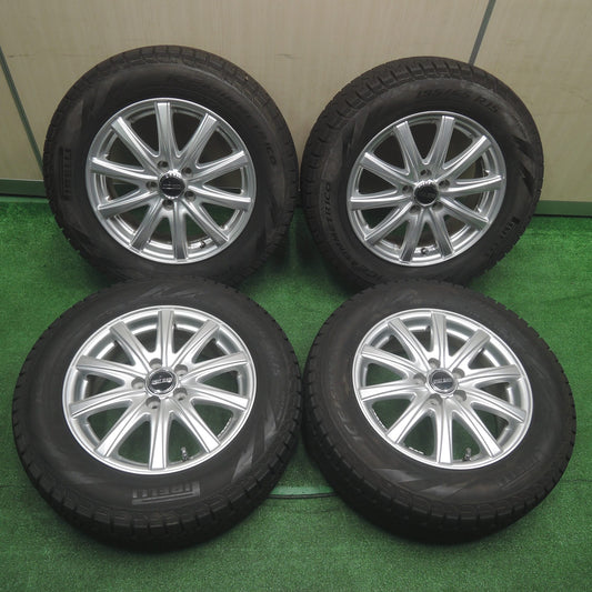 [送料無料]バリ溝！キレイ！9.5分★プリウス 等 195/65R15 スタッドレス ピレリ アイスアシンメトリコ SPORT RUOTA 15インチ PCD100/5H★3092206SYス