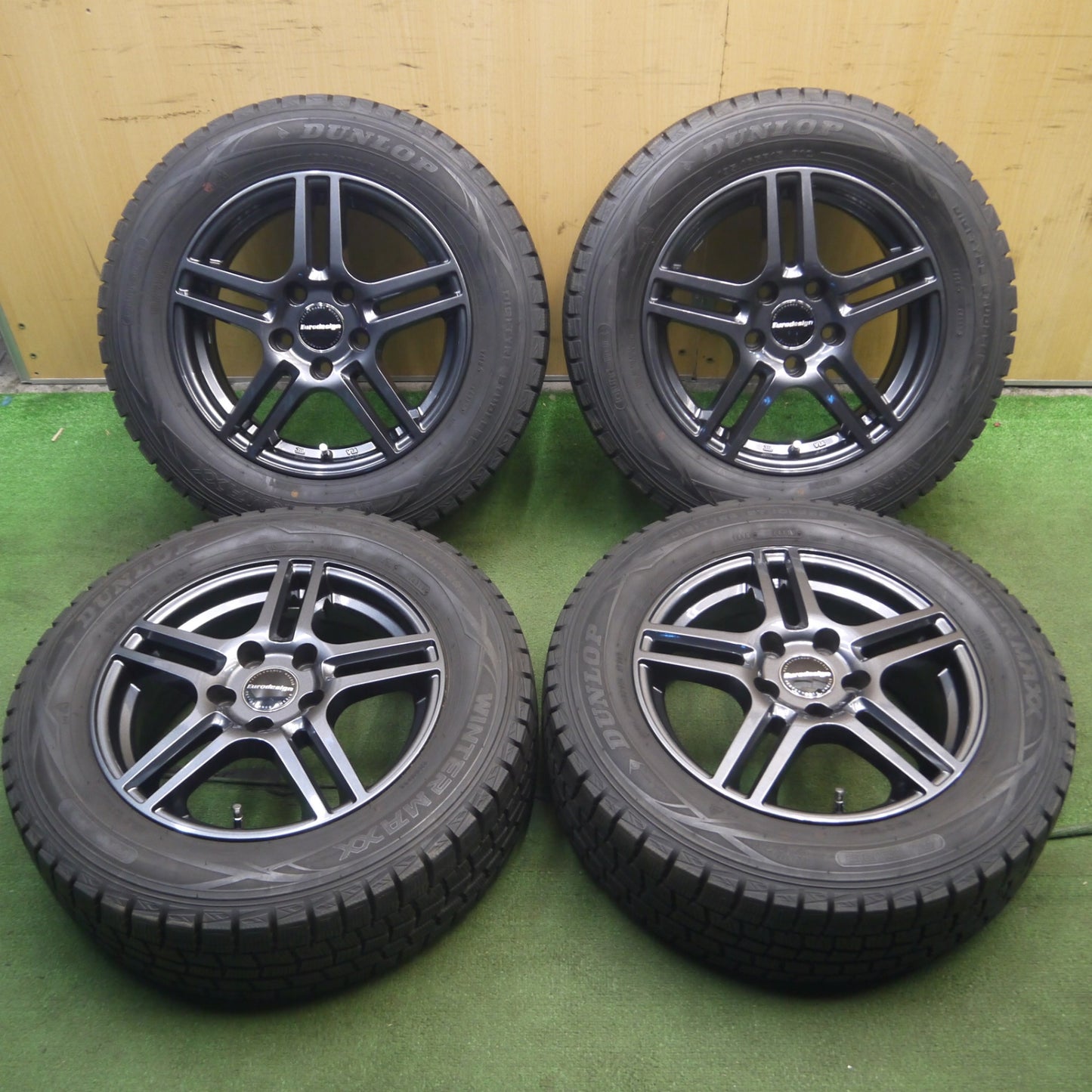 *送料無料* バリ溝！キレイ！9.5分★ワーゲン等 Eurodesign 195/65R15 スタッドレス ダンロップ ウインターマックス WM01 PCD112/5H★4021001ナス