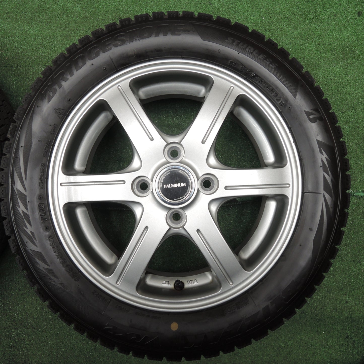 *送料無料* バリ溝！22年！キレイ！ほぼ10分★スタッドレス 155/65R14 ブリヂストン ブリザック VRX2 BALMINUM バルミナ 14インチ PCD100/4H★4021602NJス