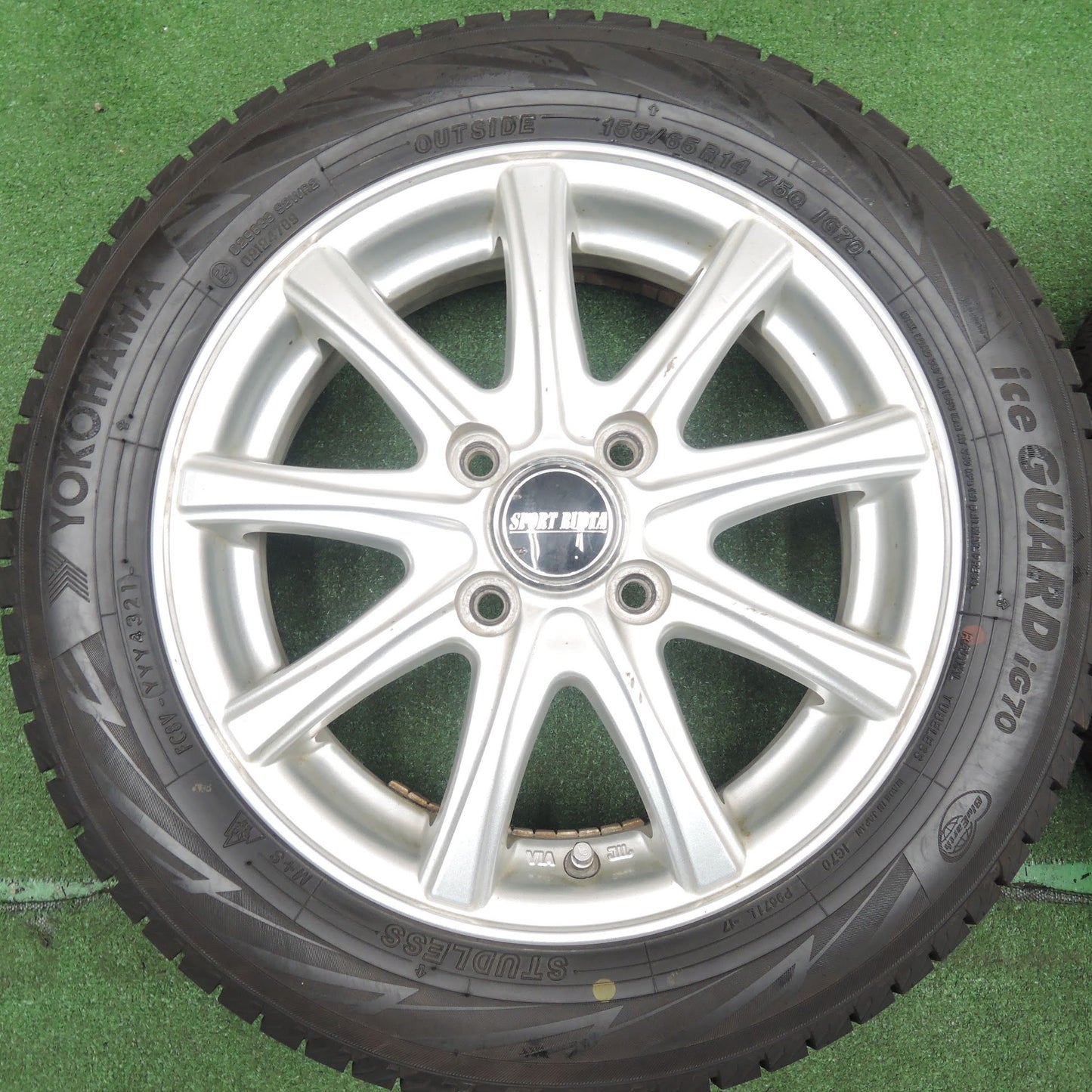 [送料無料]バリ溝！21年！ほぼ10分★スタッドレス 155/65R14 ヨコハマ アイスガード iG70 SPORT RUOTA 14インチ PCD100/4H★3111807HAス