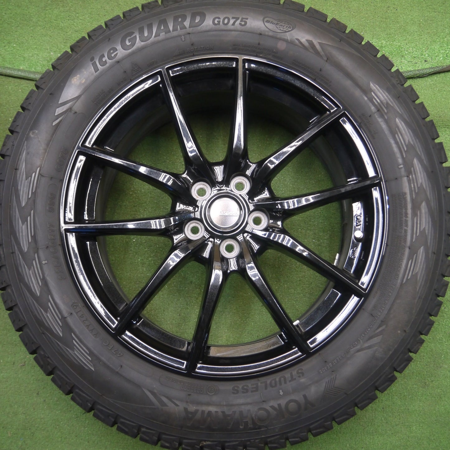 *送料無料* バリ溝！キレイ！9.5分★フォレスター XV等 G.speed 225/60R17 スタッドレス ヨコハマ アイスガード G075 Gスピード PCD100/5H★4030803Hス