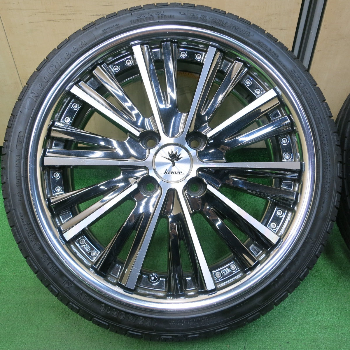 *送料無料* バリ溝！21年！キレイ！8.5分★kranze MAGISS 165/45R16 ネオリン ネオグリーン クレンツェ マジス 16インチ PCD100/4H★4021606イノ