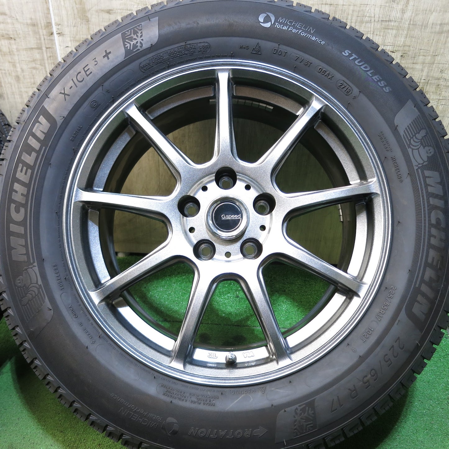 [送料無料]バリ溝！キレイ！9.5分★スタッドレス 225/65R17 ミシュラン X-ICE3+ G.speed Gスピード 17インチ PCD114.3/5H★3062106Hス